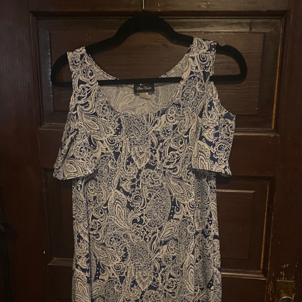 Star Vixen Blue and White Paisley Blouse